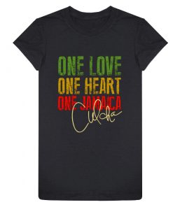 Ladies ‘One Love/Heart/Jamaica’Printed Jersey Tee